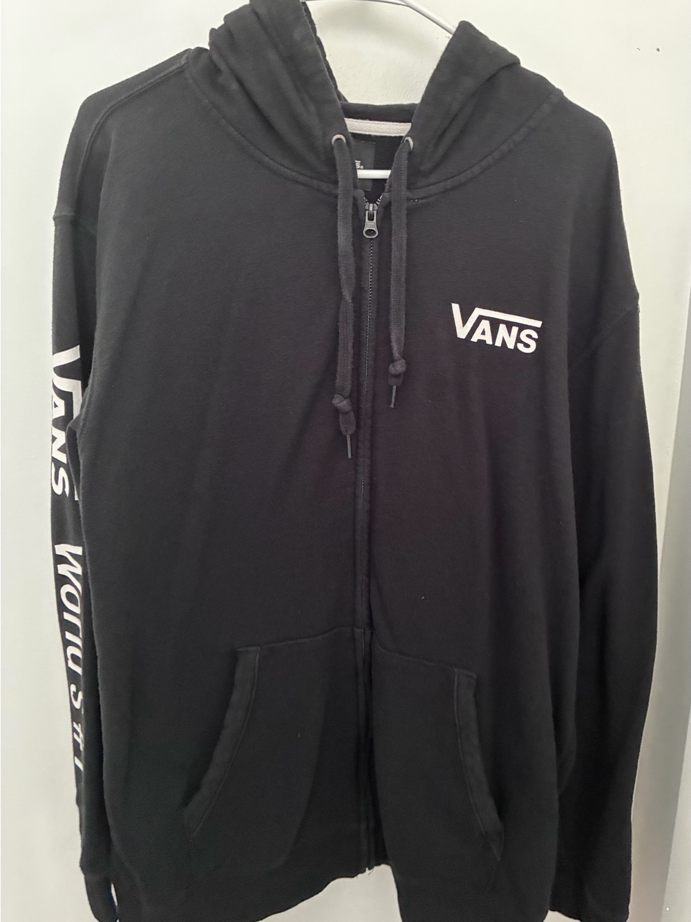 Vans Black Zip-Up Hoodie Streetwear Skateboard XL